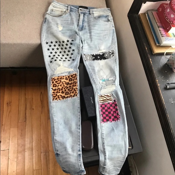 AMIRI Other - Amiri stretch denim art patch work slim jeans